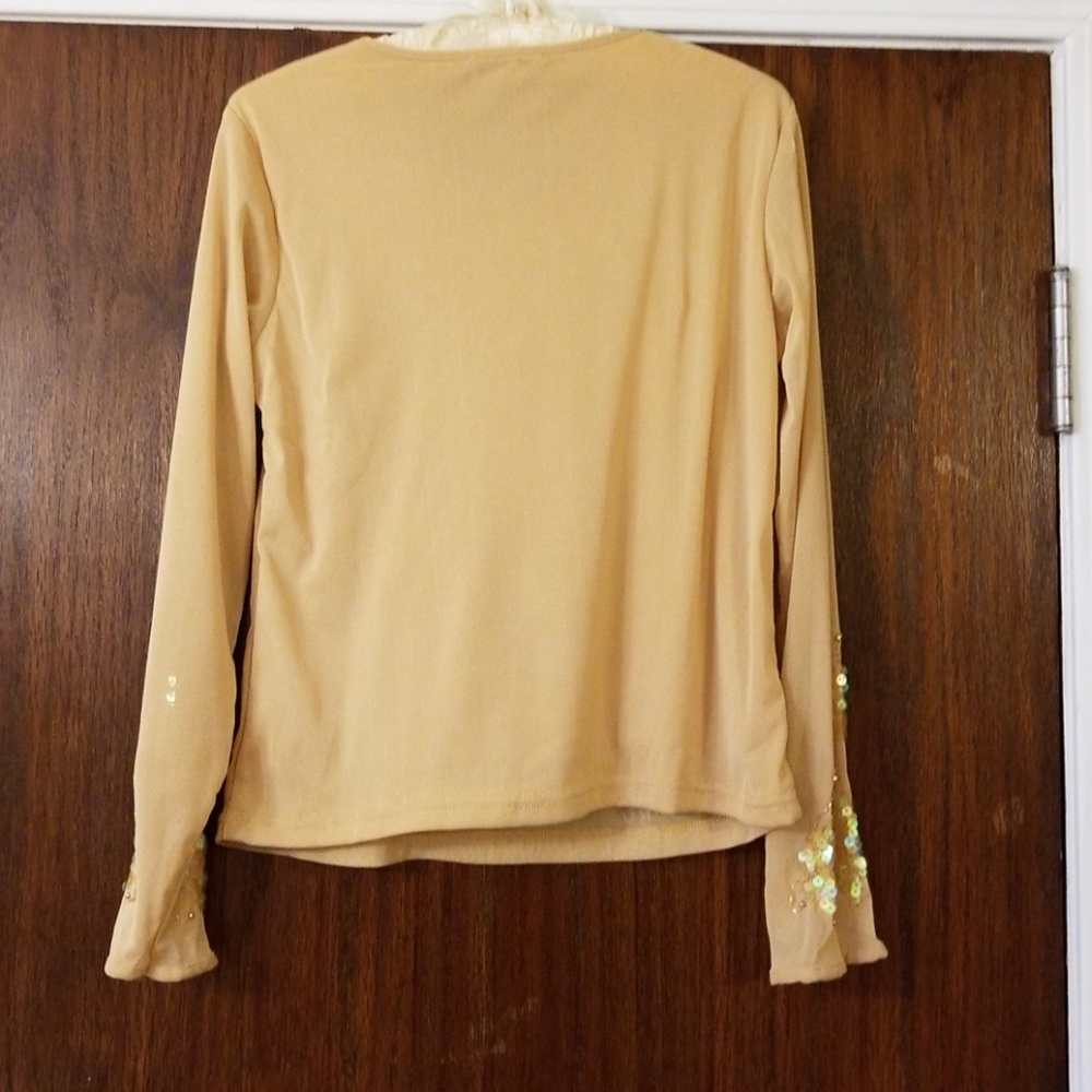 JULIET Sequins on Nude Netting Top Sz Small - Picture 6 of 7